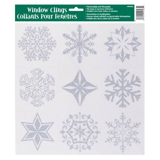 Silver Glitter Snowflakes Winter Window Clings Winter Party Decorations